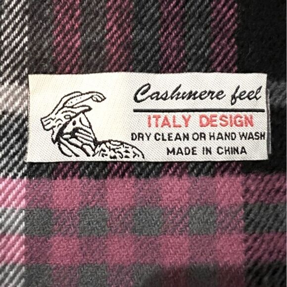 Italy design Cashmere Feel Plaid Scarf W/ Fringe Tassel Detail— like new!! - Picture 3 of 7